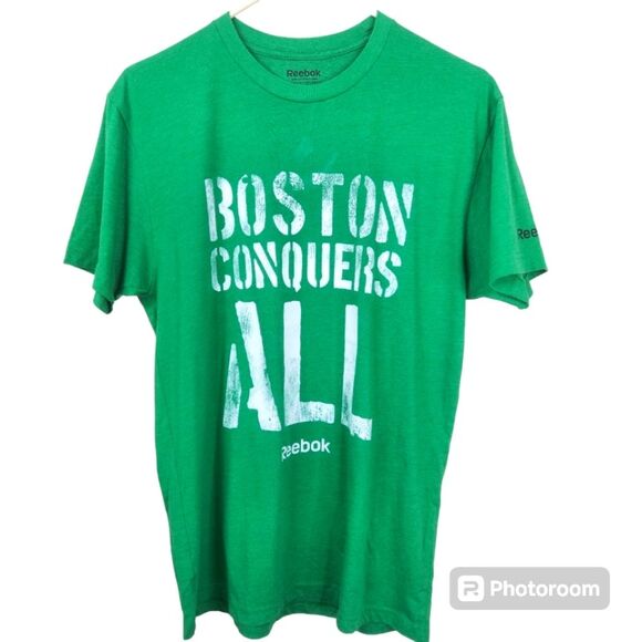 Reebok Mens Boston Conquers All Short Sleeve Crewneck Tee Size Medium - Picture 1 of 6